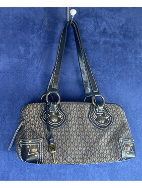 Fossil Satchel Top Handle Handbag Monogrammed Nylon Medium Size